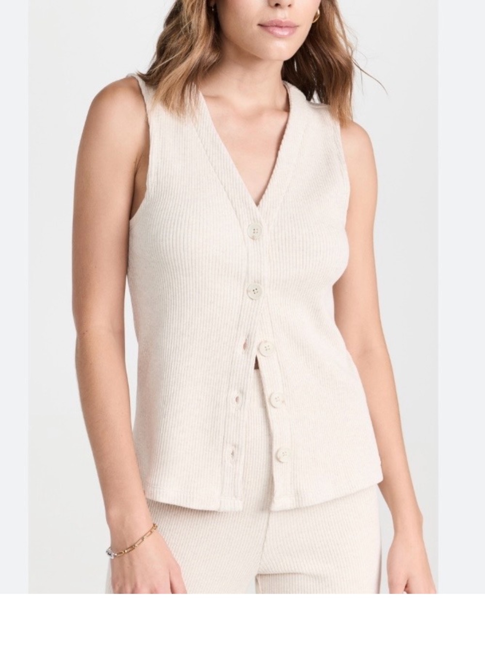 Madewell Cream Ribbed Button-Front Tank